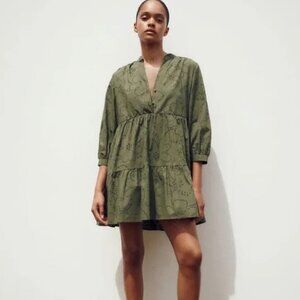 NWT ZARA OPENWORK EMBROIDERED MINI DRESS